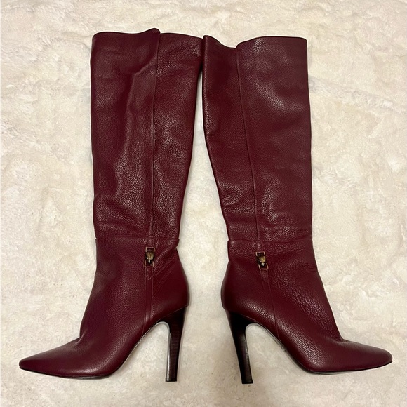 Elegant Burgundy KURT GEIGER Knee-High Leather Boots size 40 - Picture 1 of 5